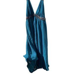 Vintage ABS Evening Allen Schwartz Black Asymmetric Backless Strap Dress 10 USA